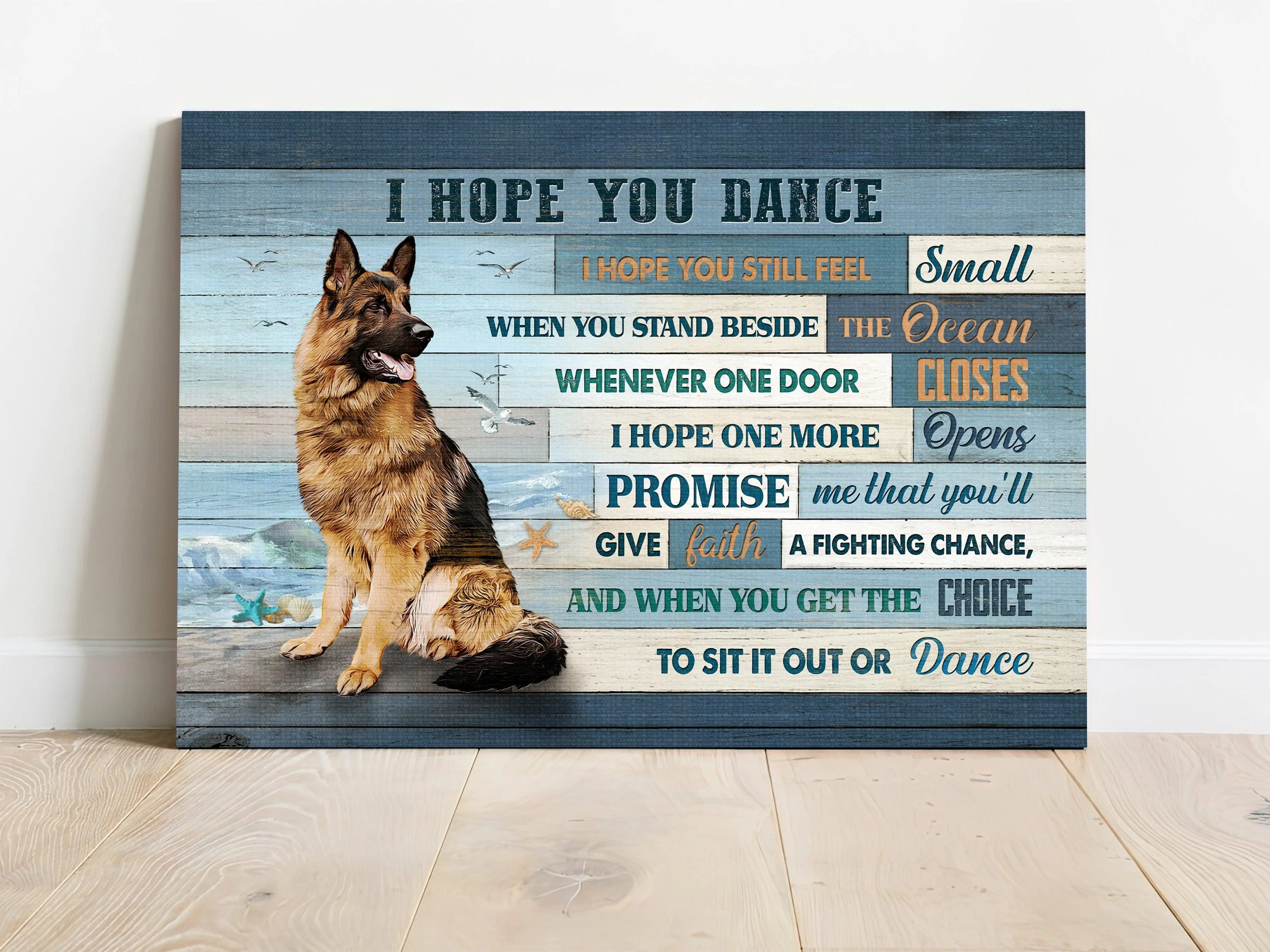 German Shepherd Premium Wrapped Landscape Canvas - Watercolor German Shepherd, Ocean View, I Hope You Dance - Perfect Gift For German Shepherd Lovers - Image 2