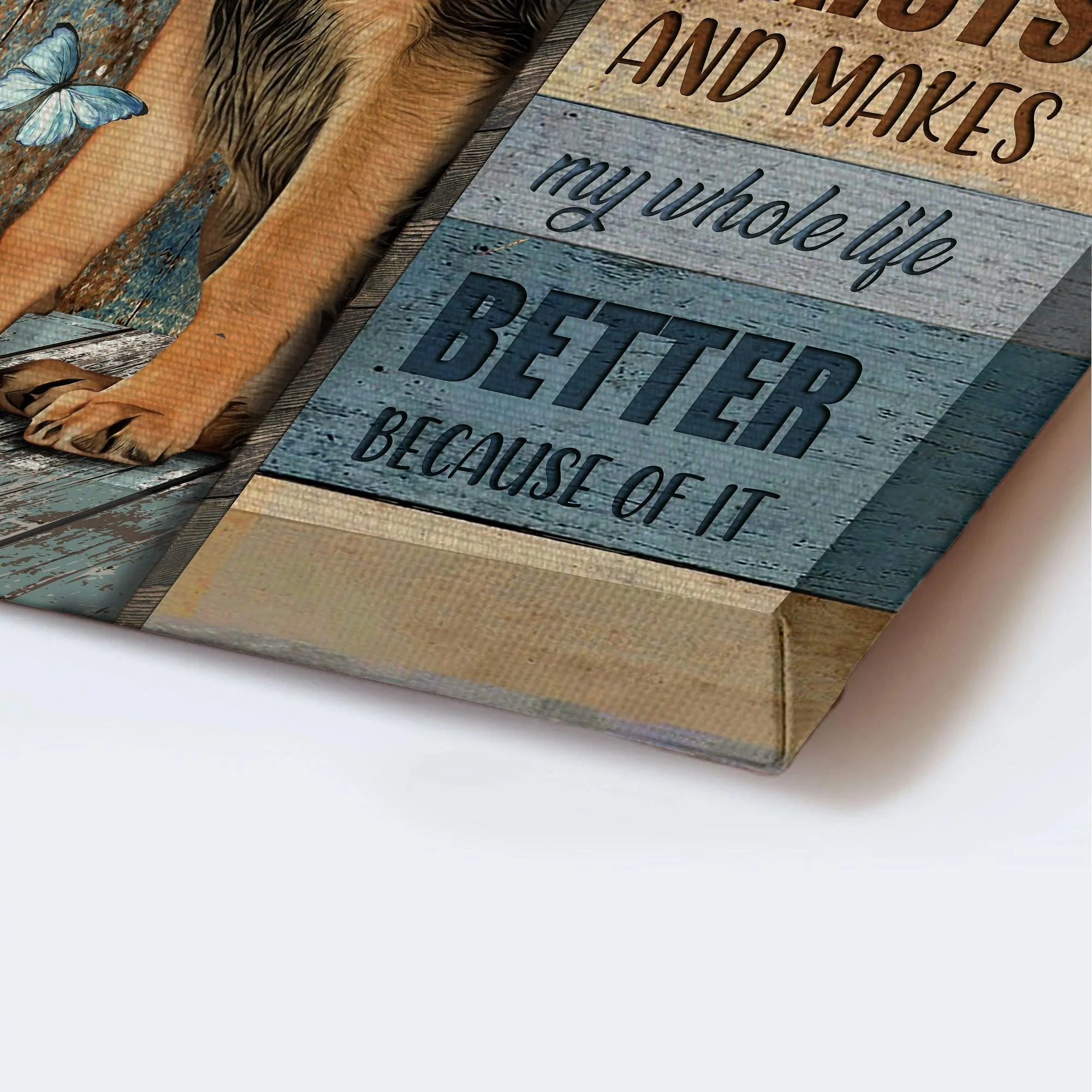 German Shepherd Premium Wrapped Portrait Canvas - Great Dog, Pretty Butterflies, My Dog Makes My Whole Life Better - Gift For German Shepherd Lovers - Image 3