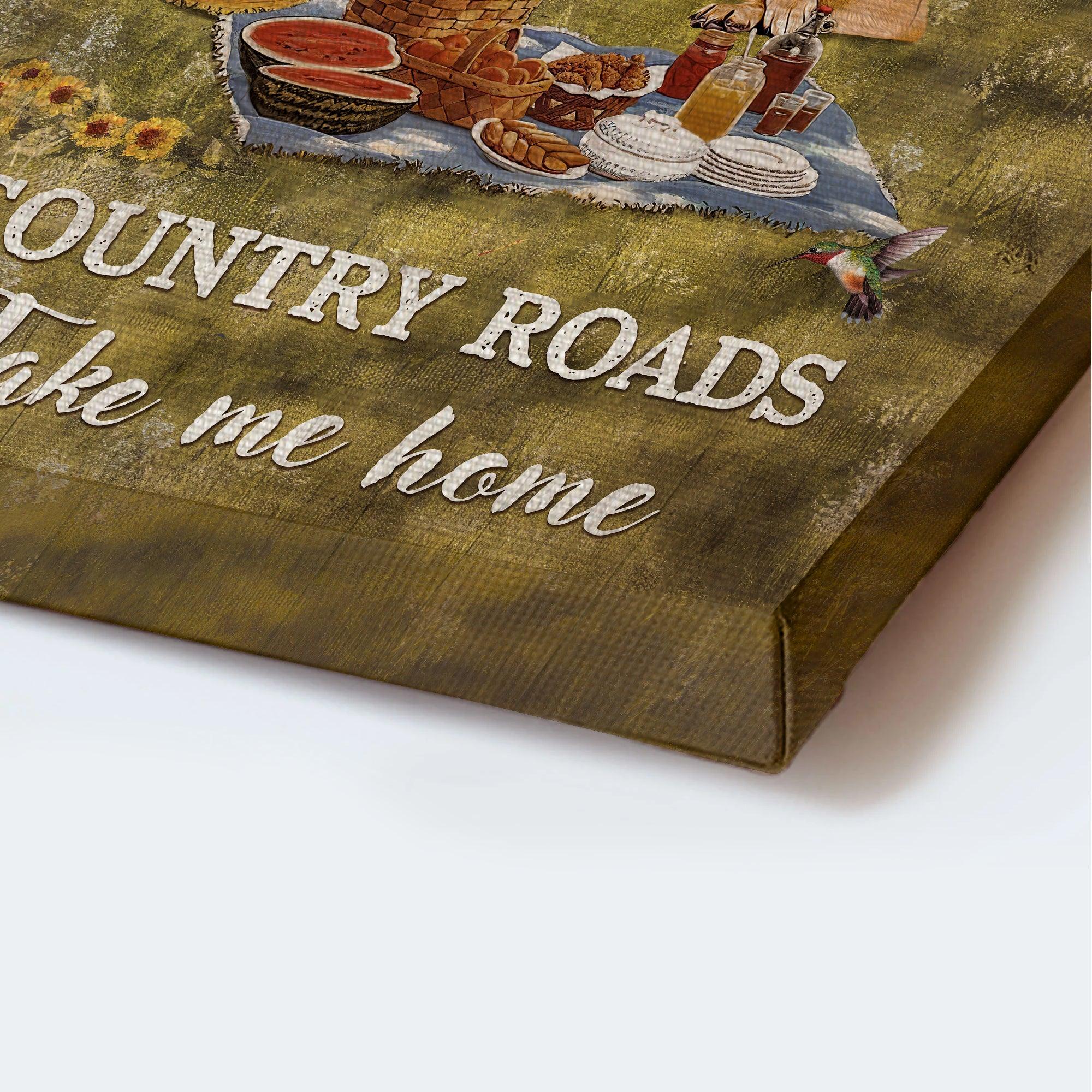 German Shepherd Premium Wrapped Portrait Canvas - Picnic Painting, Red Ladybug Car, Country Roads Take Me Home - Gift For German Shepherd Lovers - Image 3