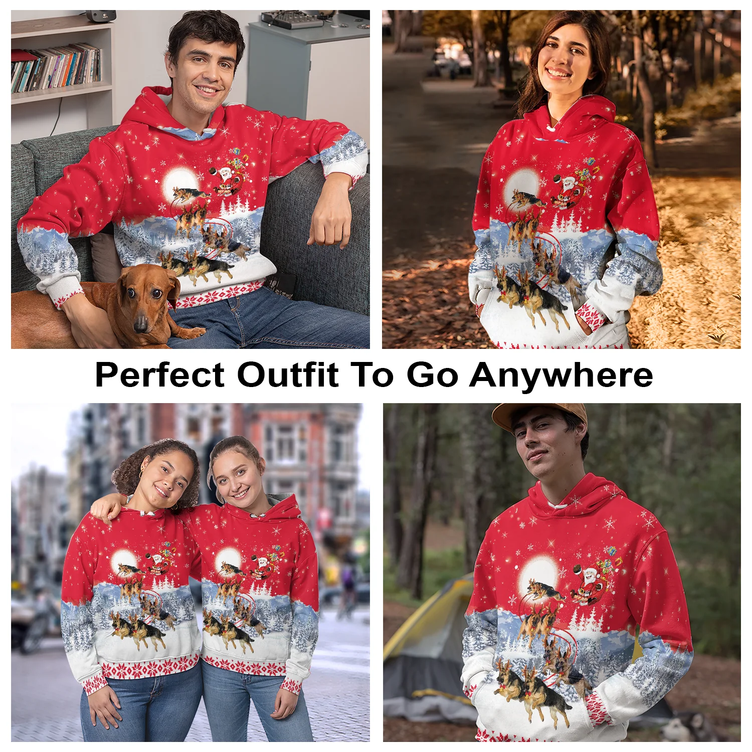 German Shepherd Santa Claus Christmas Pullover Premium Hoodie, Perfect Outfit For Men And Women On Christmas New Year Autumn Winter - Image 3