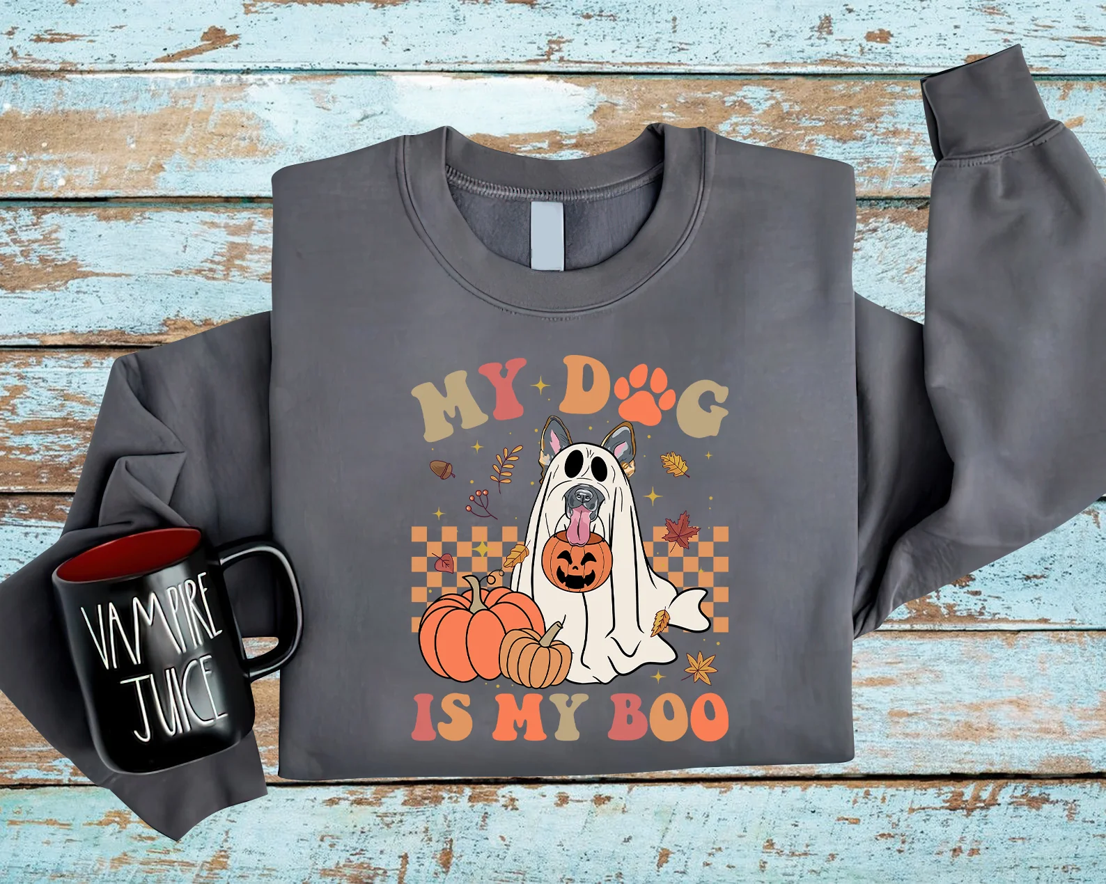 German Shepherd Sweatshirt, Funny German Shepherd Spooky Pumpkin Sweatshirt, Halloween Dog Shirt, German Shepherd Dog Sweatshirt - Image 4