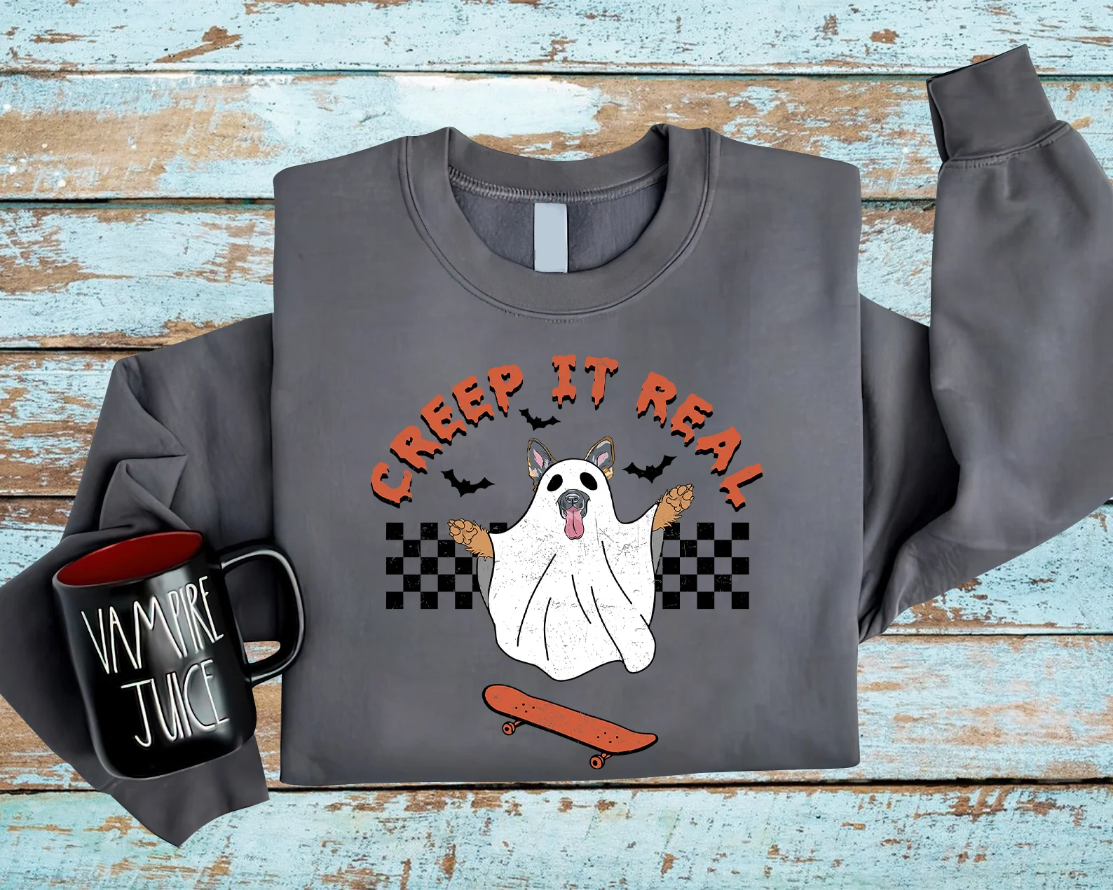 German Shepherd Sweatshirt, Skateboard German Shepherd Sweatshirt, Halloween Dog Shirt, German Shepherd Dog Sweatshirt - Image 4