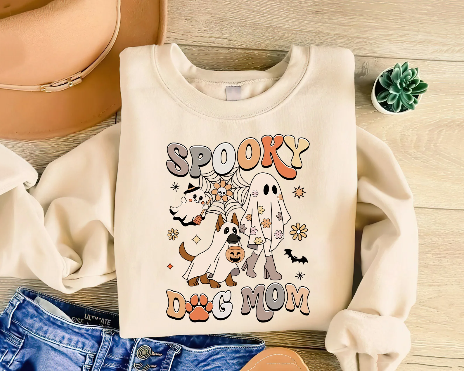 German Shepherd Sweatshirt, Spooky Dog Mom German Shepherd Sweatshirt, Halloween Dog Shirt, German Shepherd Dog Sweatshirt - Image 3