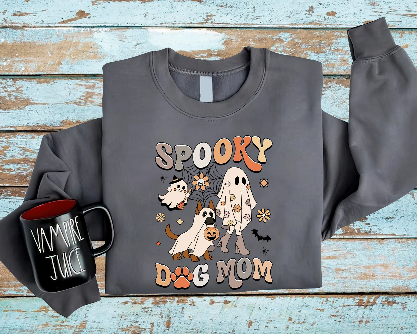 German Shepherd Sweatshirt, Spooky Dog Mom German Shepherd Sweatshirt, Halloween Dog Shirt, German Shepherd Dog Sweatshirt - Image 4