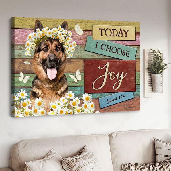 German Shepherd Landscape Canvas, Today I Choose Joy Canvas Wall Decor Visual Art, Gift For Family, Friends, Dog Lovers - Image 2