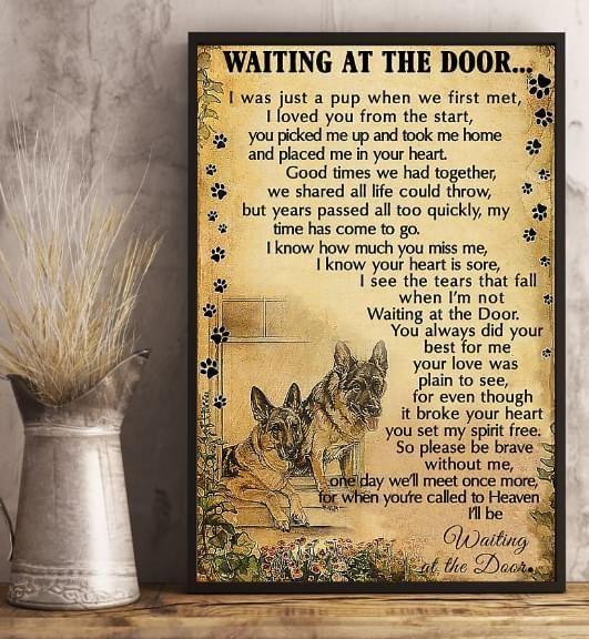 German Shepherd Portrait Canvas, Waiting At The Door Portrait Canvas Wall Decor Visual Art - Perfect Gift For German Shepherd Owner, Dog Lovers