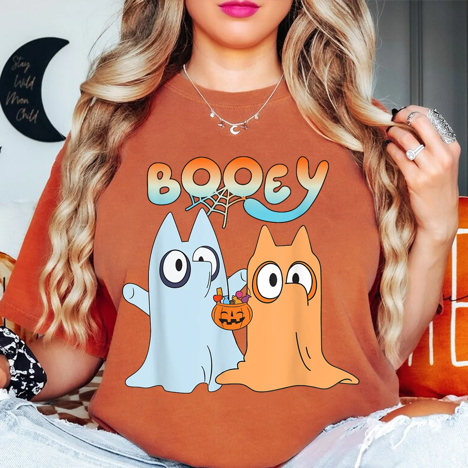 Booey Ghost Shirt, Booey Halloween Funny Spooky Season Men Women Kids Groovy T-Shirt, Sweatshirt, Hoodie - Image 2