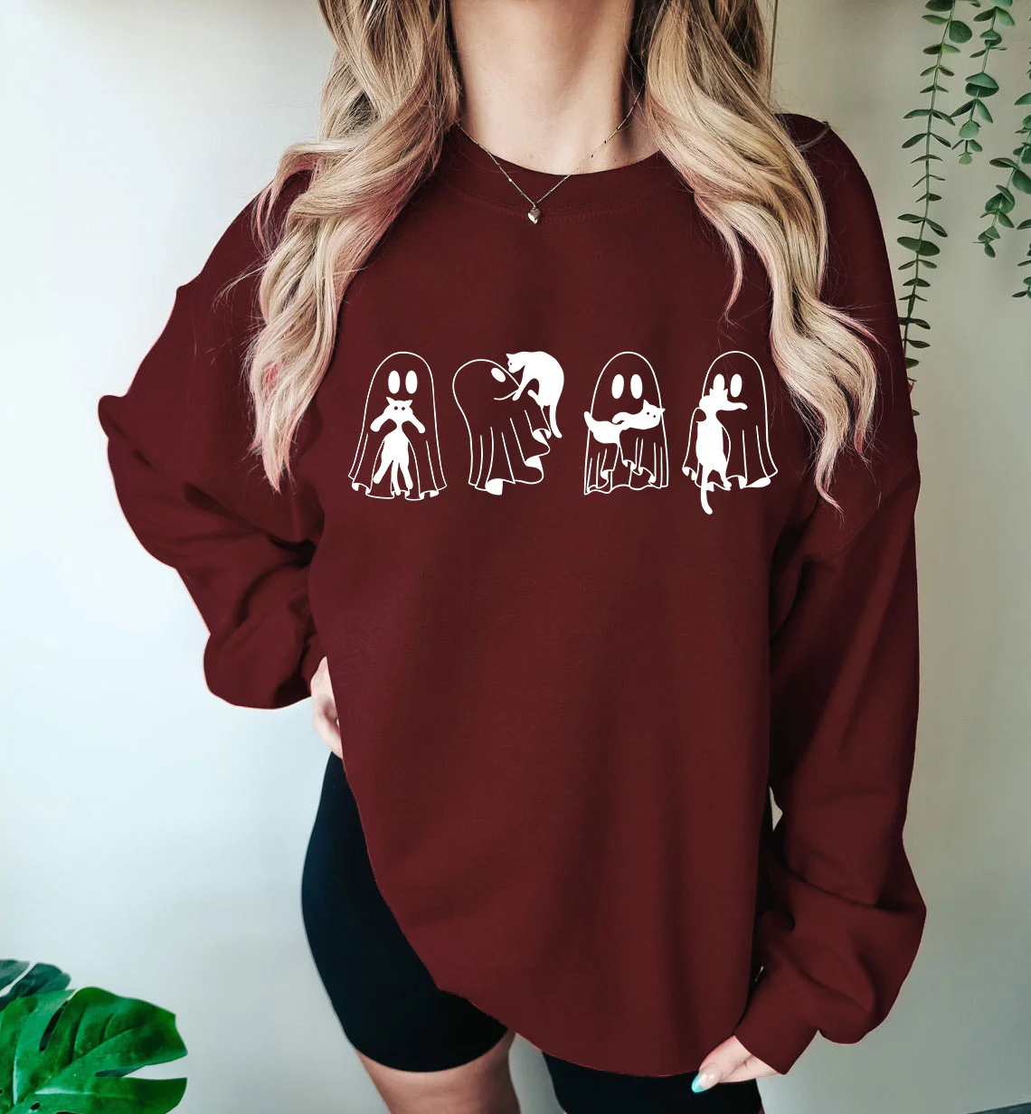 Ghost Cat Sweatshirt, Ghost Cat Shirt, Black Cat Halloween Sweatshirt - Image 6