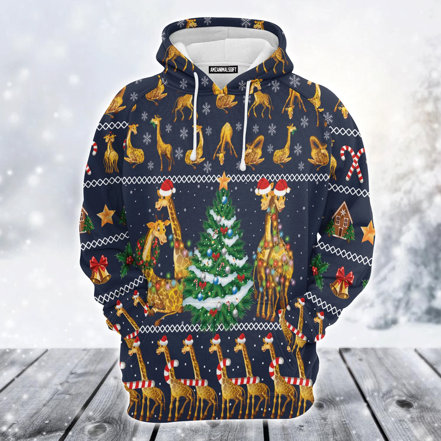 Giraffe Premium Christmas Hoodie, Giraffe Christmas Tree Unisex Hoodie For Men & Women - Perfect Gift For Christmas, Giraffe Lover