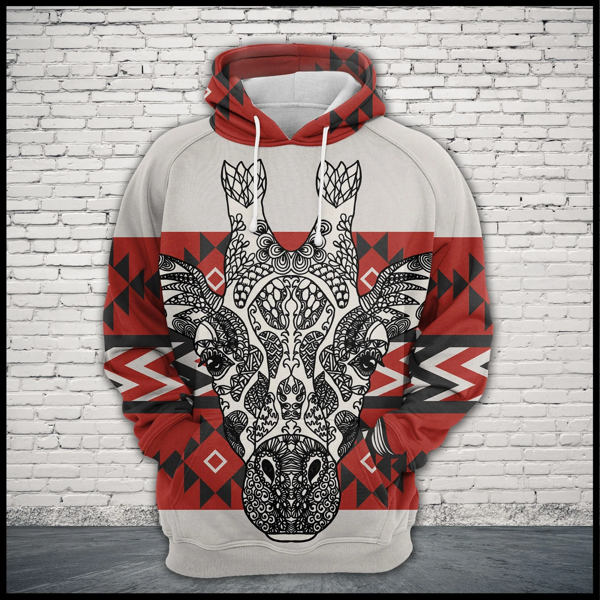 Giraffe Zentangle Native Pattern Pullover Premium Hoodie, Perfect Outfit For Men And Women On Christmas New Year Autumn Winter - Image 2
