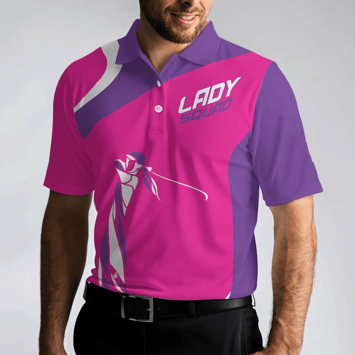 Girl Squad Golf Short Sleeve Polo Shirt, Purple And Pink Golf Team Polo Shirt For Men And Women, Gift For Golfers - Image 4