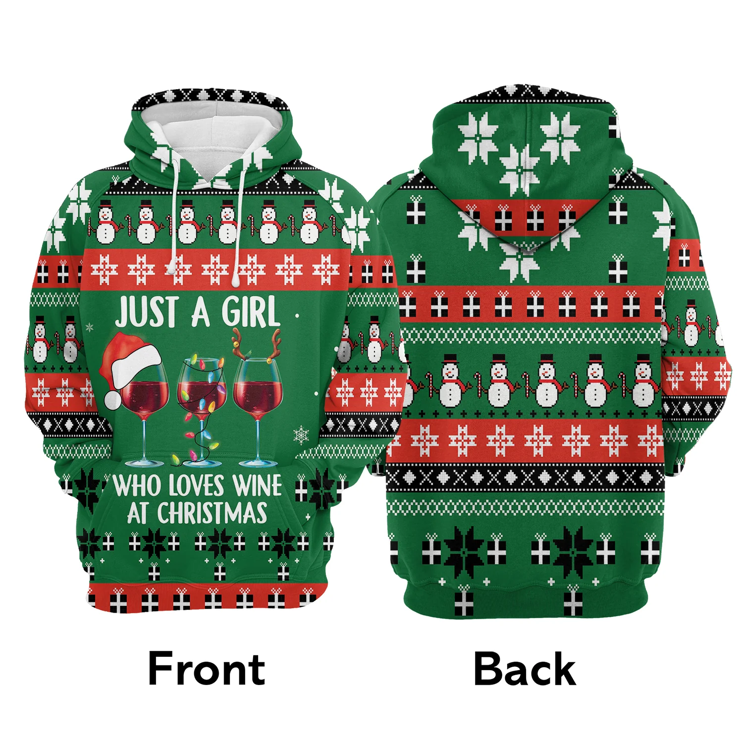 Girl & Wine Pullover Premium Hoodie Girl Loves Wine At Christmas, Perfect Outfit For Men And Women On Christmas New Year Autumn Winter - Image 2