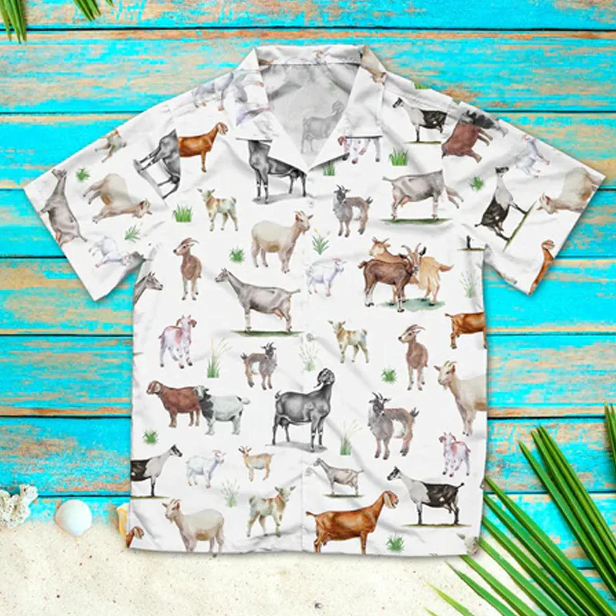 Goat Hawaiian Shirt - Goat painting Pattern Hawaiian Shirt - Perfect Gift For Friend, Family - Image 2