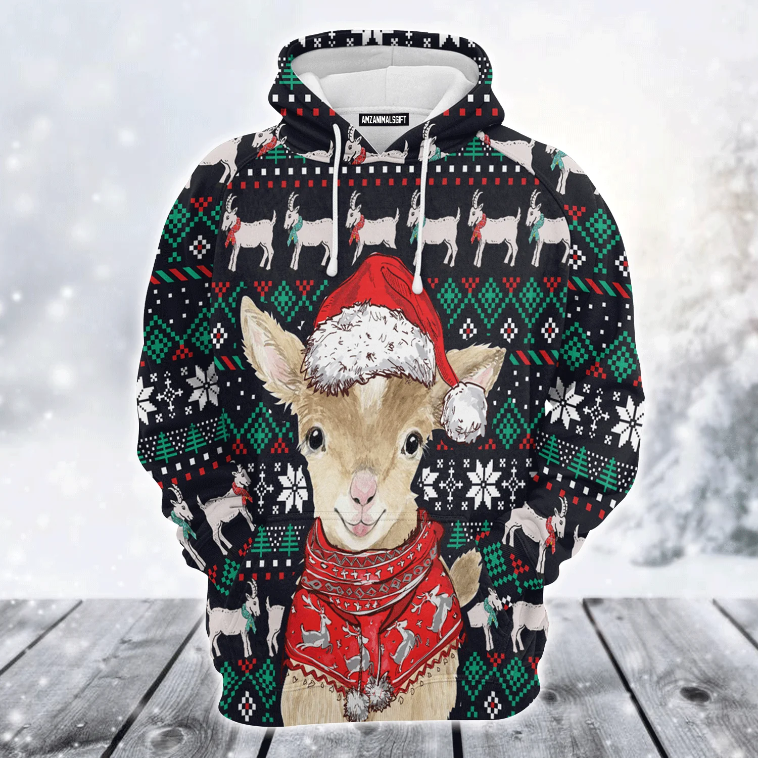 Goat Premium Christmas Hoodie, Cute Goat Christmas Unisex Hoodie For Men & Women - Perfect Gift For Christmas, Friends, Family - Image 2