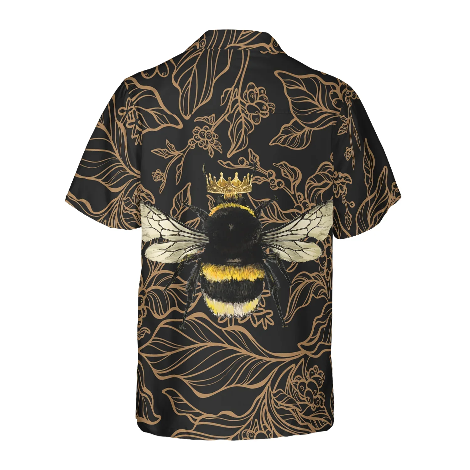 Golden Floral Bee Hawaiian Shirt, Summer Animals Aloha Shirts For Men Women, Perfect Gift For Husband, Wife, Boyfriend, Friend - Image 2