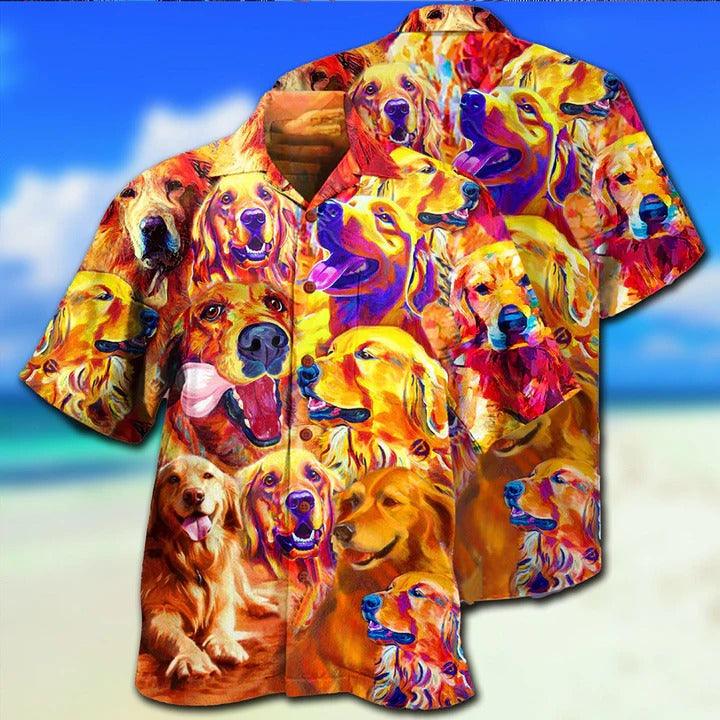 Golden Retriever Aloha Hawaii Shirt - Golden Retriever Dad Ever Christmas Hawaiian Shirt For Summer - Perfect Gift For Dog Lovers, Friend, Family