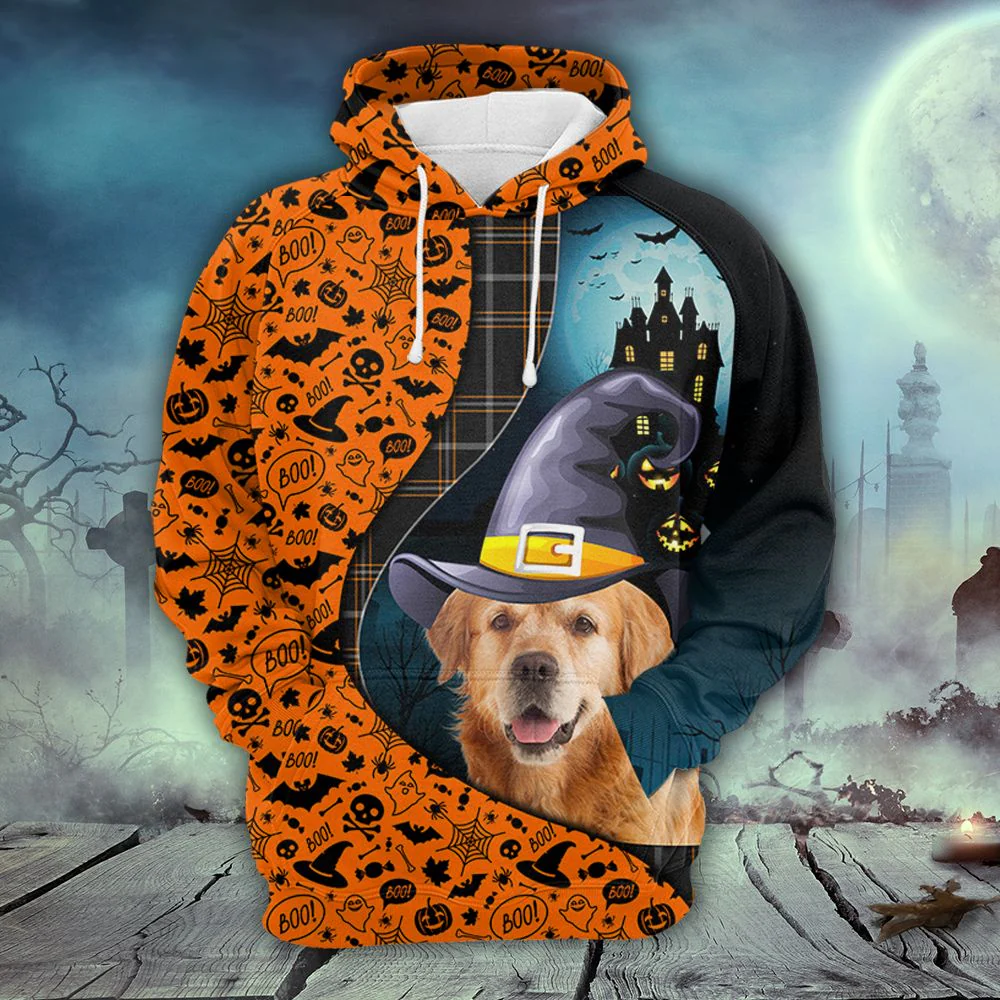 Golden Retriever And Halloween Pullover Premium Hoodie, Perfect Outfit For Men And Women On Christmas New Year Autumn Winter - Image 2