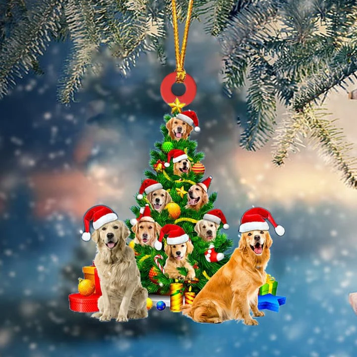 Golden Retriever Dogs Christmas Tree Acrylic Ornament, Dog Gifts For Decor Home, Christmas Gift For Dog Lovers, Dog Owners - Image 2