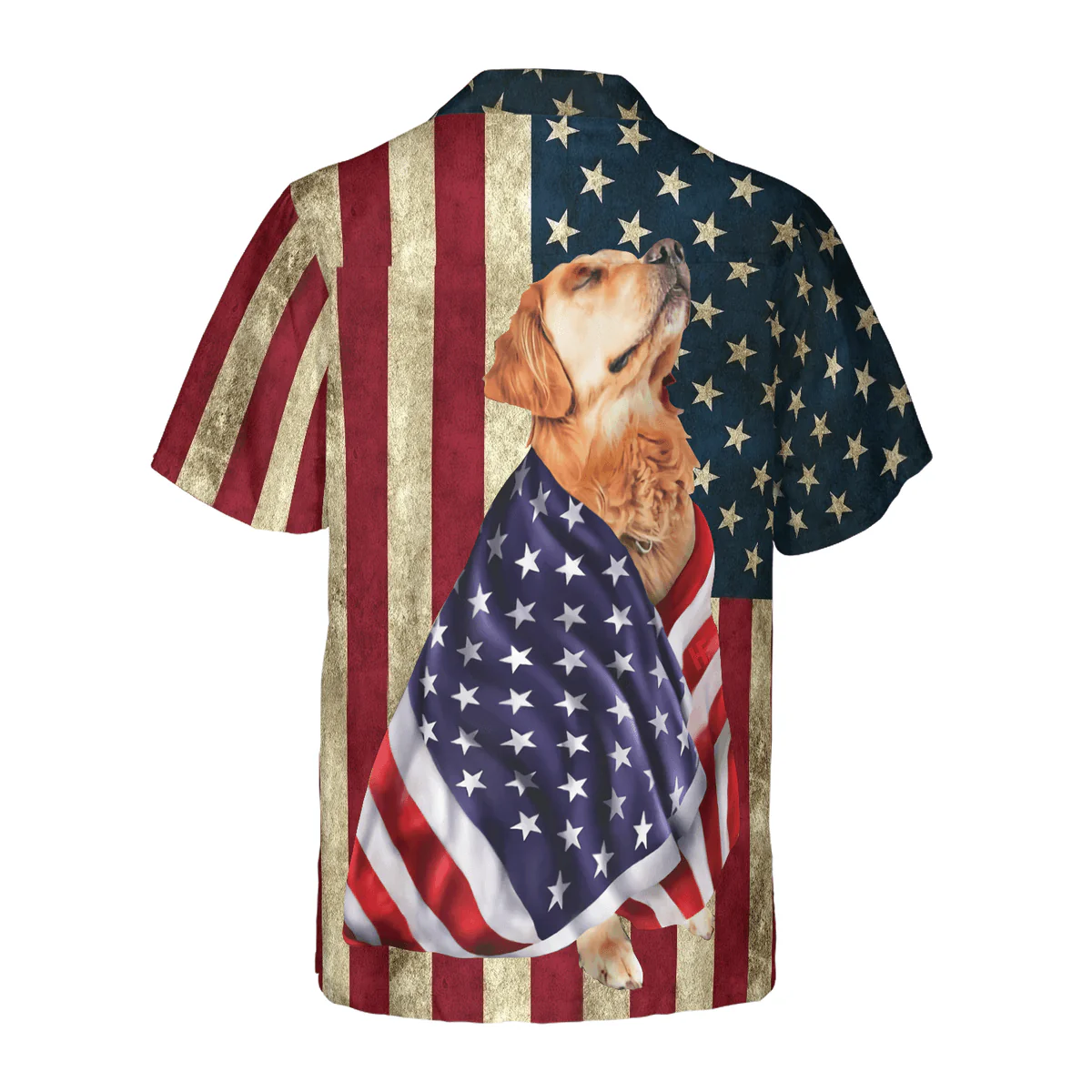 Golden Retriever Hawaiian Shirt, American Flag Aloha Shirt For Men - Perfect Gift For Golden Retriever Lover, Husband, Boyfriend, Friend, Family - Image 3