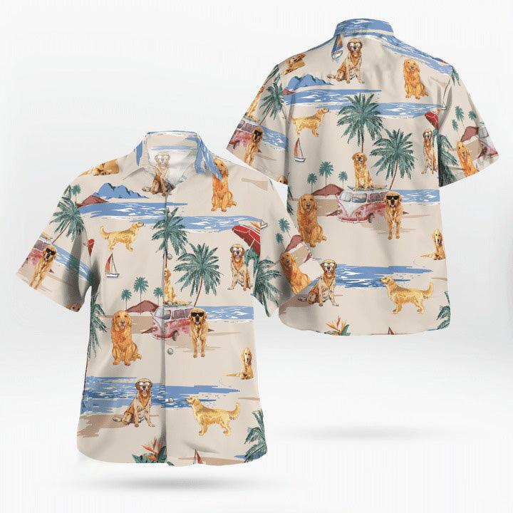 Golden Retriever Hawaiian Shirt, Golden Retriever Beach Pattern Hawaiian Shirt, Aloha Shirt For Summer- Perfect Gift For Men, Women, Dog Lover, Friend