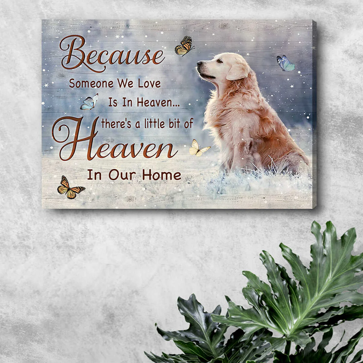 Golden Retriever Landscape Canvas, Because Someone We Love Is In Heaven Canvas, Perfect Gift For Golden Retriever Lovers, Friends, Family - Image 3