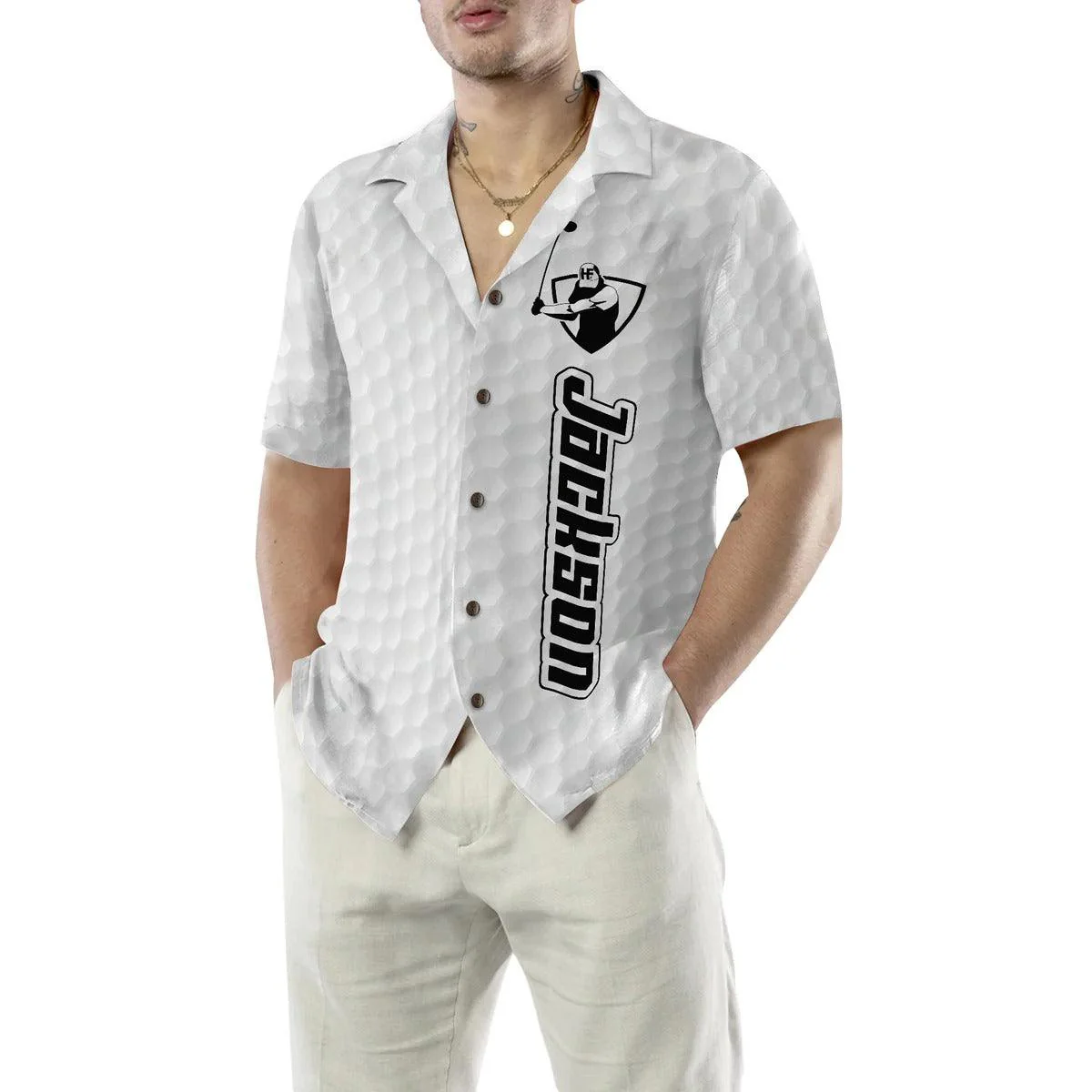 Golf Aloha Hawaiian Shirt Custom, Golf Texture With Logo Personalized Hawaiian Shirt - Perfect Gift For Men, Women, Golf Lover - Image 5