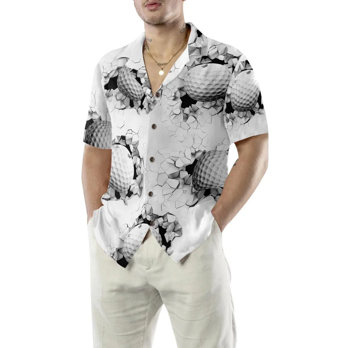 Golf Aloha Hawaiian Shirt, Golf Ball Breaking Through Wall Hawaiian Shirt, Golf Aloha Shirt For Summer - Perfect Gift For Men, Women, Golf Lover - Image 5