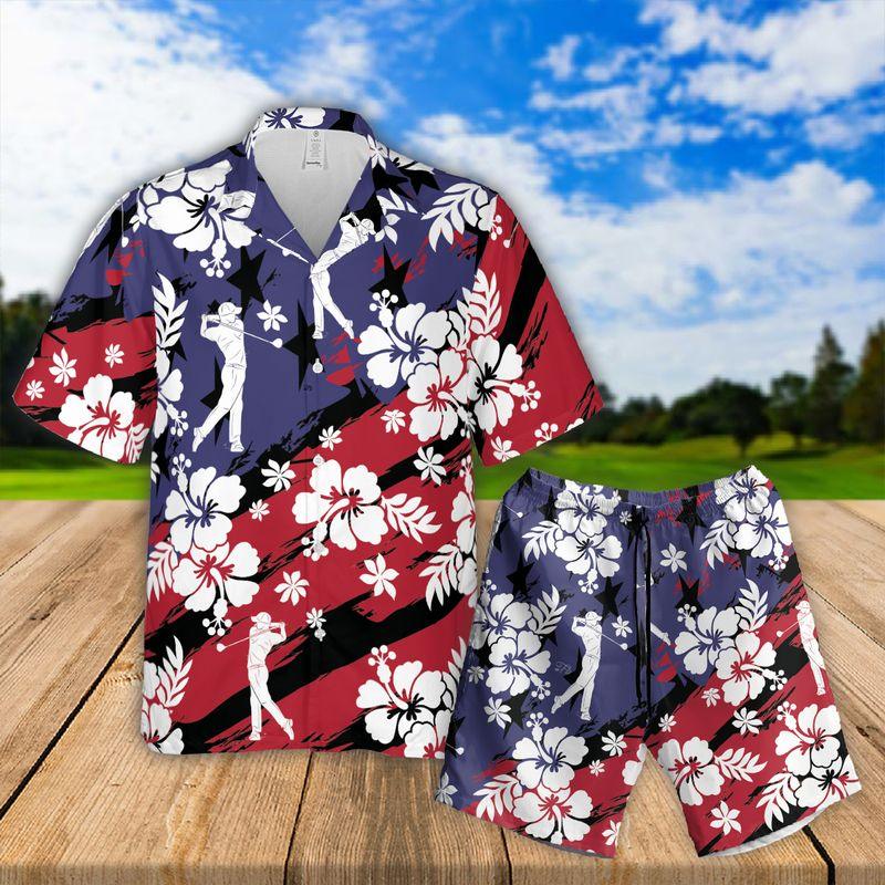 Golf Aloha Hawaiian Shirts For Summer, Sports Beach Tropical American Flag Hawaiian Shirt For Men Women, Beach Wear Golf Gift For Golfers, Golf Lovers