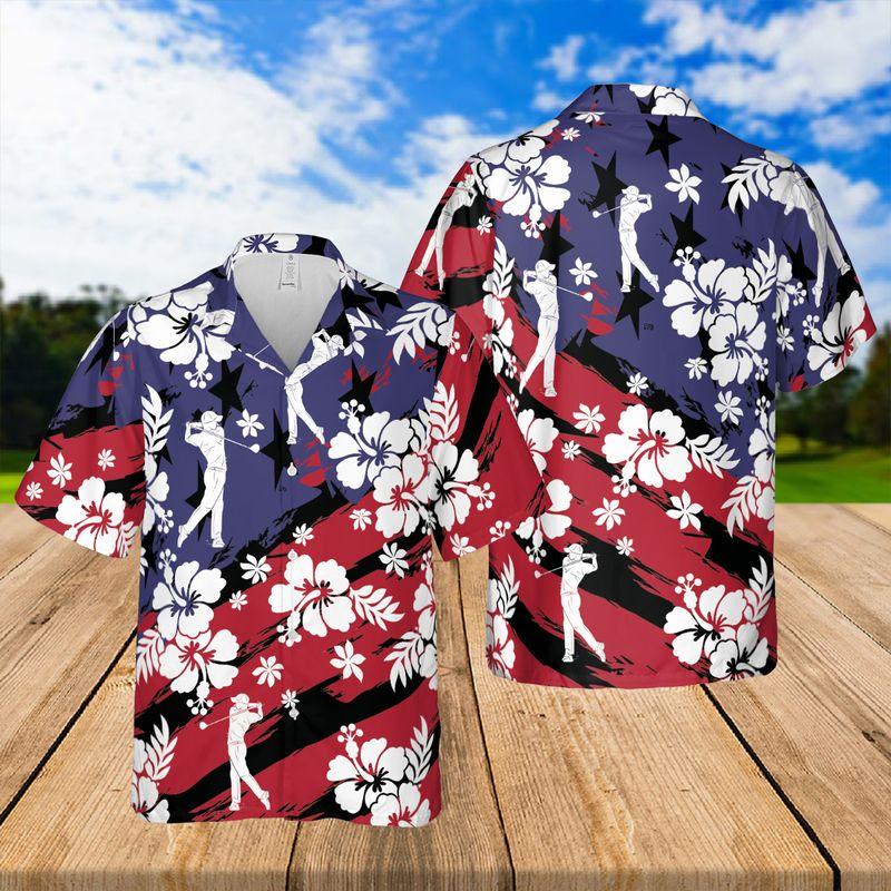 Golf Aloha Hawaiian Shirts For Summer, Sports Beach Tropical American Flag Hawaiian Shirt For Men Women, Beach Wear Golf Gift For Golfers, Golf Lovers - Image 2