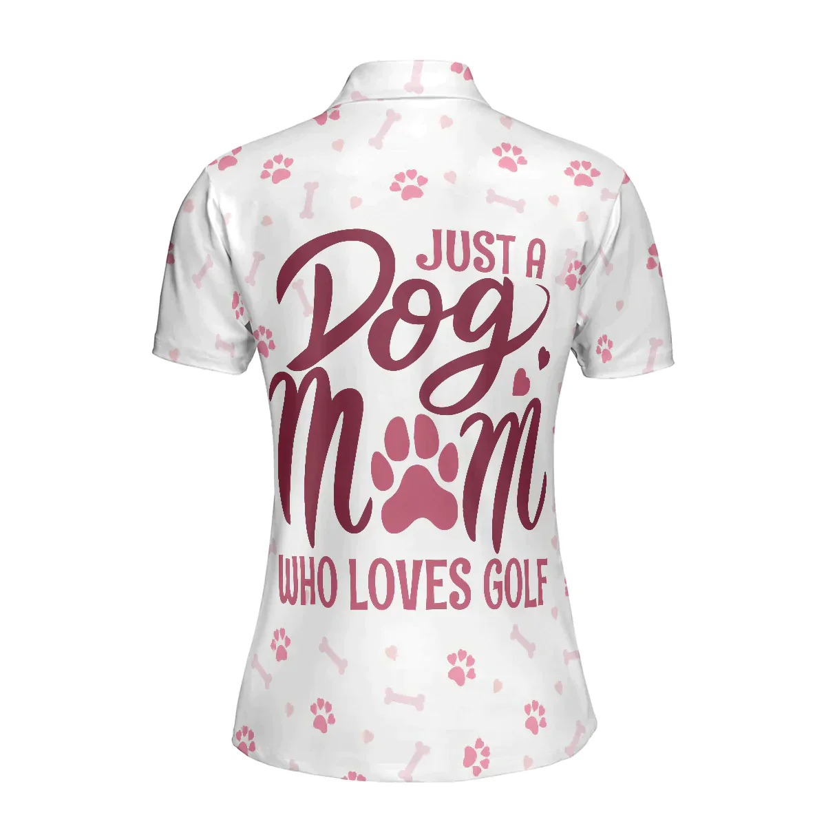 Golf And Dog Women Polo Shirt, White And Pink Women Polo Shirts, Golf Gift For Dog Lovers, Just A Dog Mom Who Loves Golf - Image 3