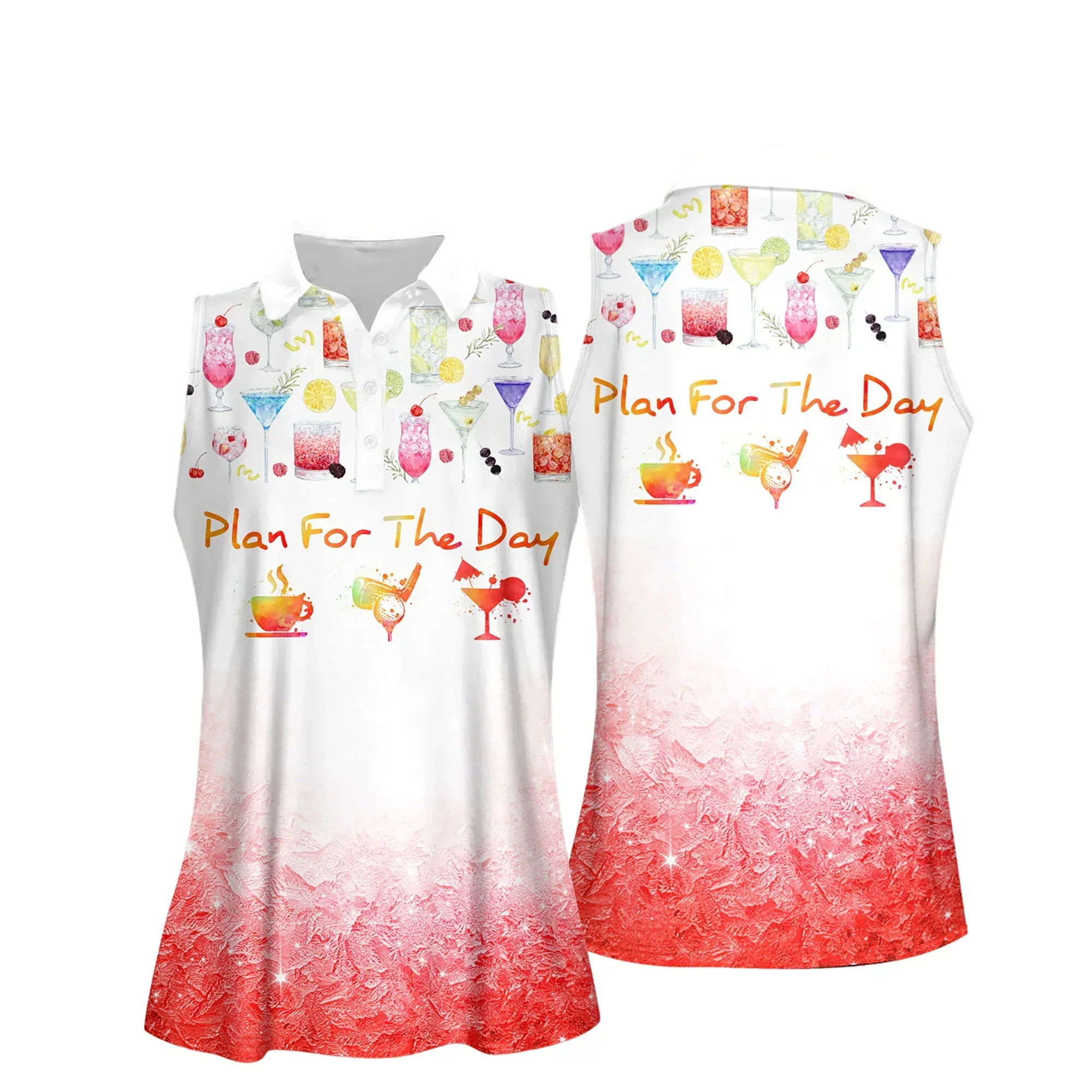 Golf And Drinking Women Polo Shirt, Plan For The Day Coffee Golf Cocktail Polo Shirt - Gift For Mother's Day, Golfers, Female, Golf Lover