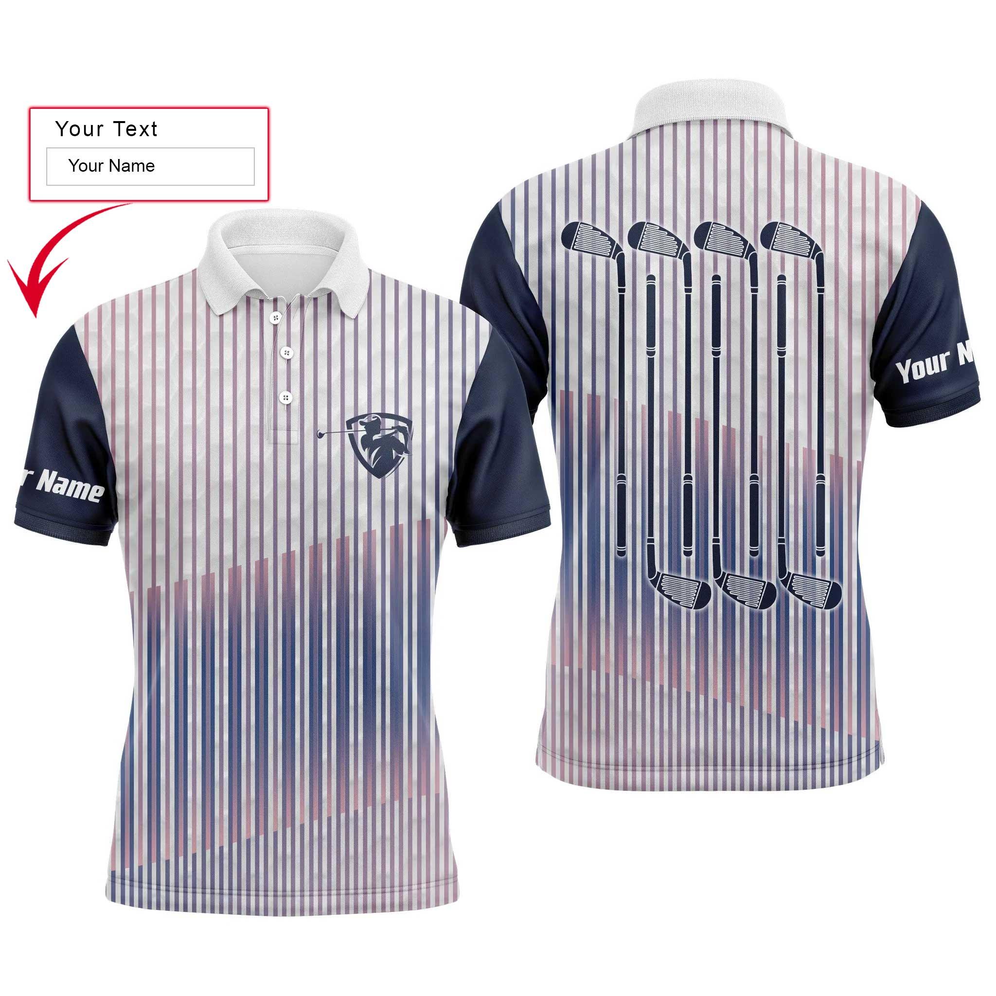 Golf Custom Name Men Polo Shirt, Golf Clubs Personalized Men Polo Shirts, Perfect Gift For Golf Fans, Golfing Gift For Male, Golfers, Golf Lovers