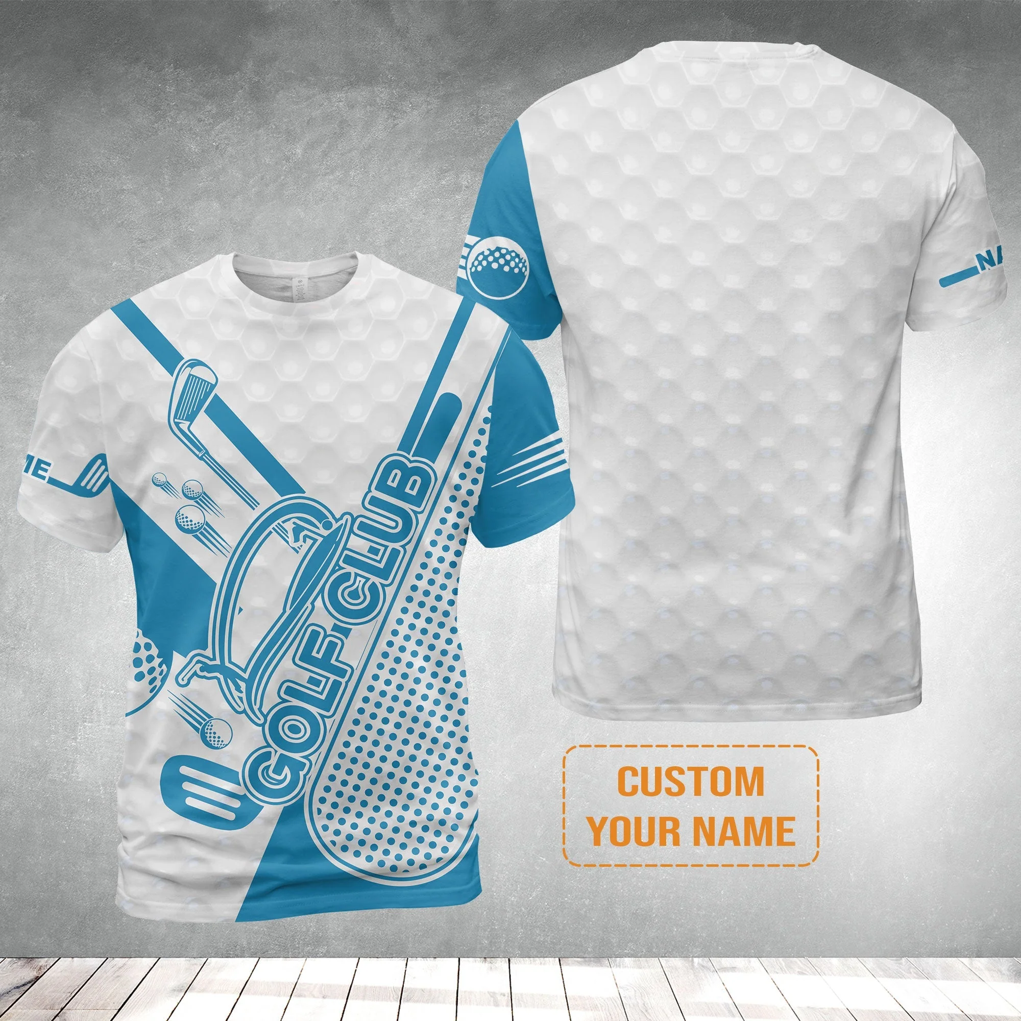 Golf Custom Name T-Shirt - Blue Golf Club Apparel - Personalized Best Gift For Golf Lover, Team, Golfer, Men - Image 2