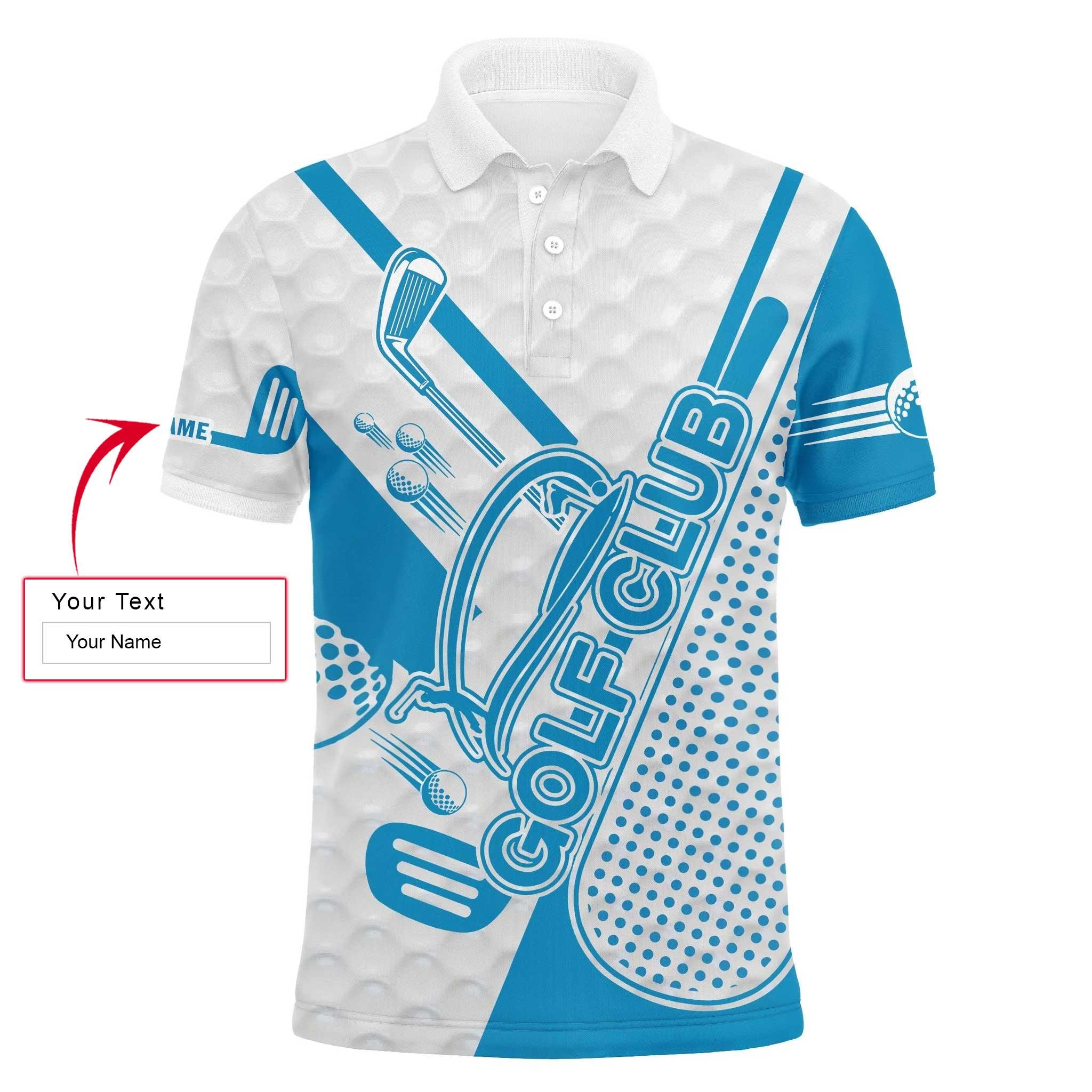 Golf Custom Name T-Shirt - Blue Golf Club Apparel - Personalized Best Gift For Golf Lover, Team, Golfer, Men - Image 4