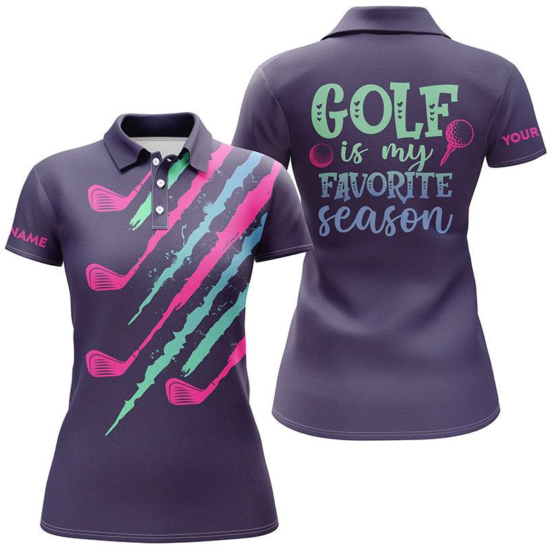 Golf Custom Name Women Polo Shirt, Golf Is My Favorite Season, Purple Gradient Personalized Women Polo Shirts, Gift For Golfers, Ladies, Golf Lovers - Image 2