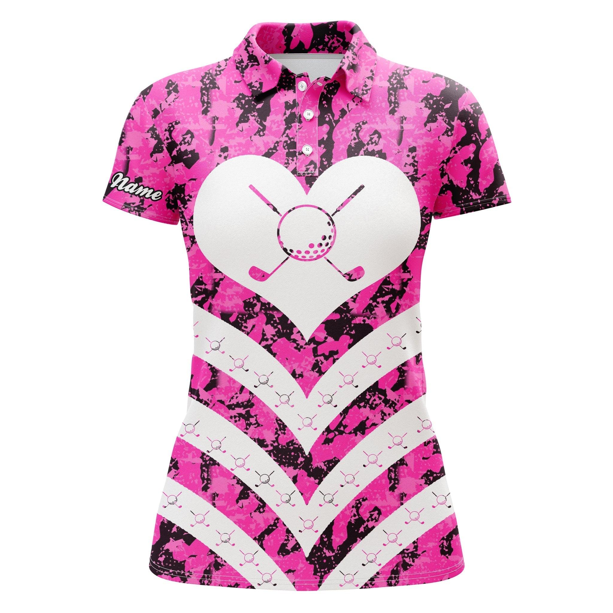 Golf Custom Name Women Polo Shirt, Pink Camo Personalized Women Polo Shirts, I Love Golf, Golfers Gift For Ladies, Golf Lovers - Image 2