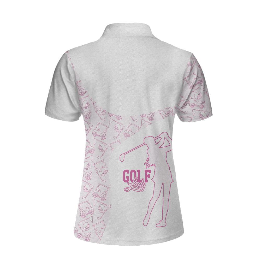 Golf Custom Name Women Polo Shirt, Pink Pattern Golf Girl White And Pink Personalized Women Polo Shirts, Gift For Ladies, Golf Lovers, Female Golfers - Image 3