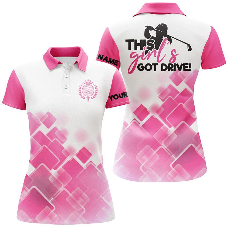 Golf Custom Name Women Polo Shirt, Pink Pattern, This Girl's Got Drive Personalized Women Polo Shirts, Golf Top, Gift For Ladies, Golf Lovers, Golfers - Image 3