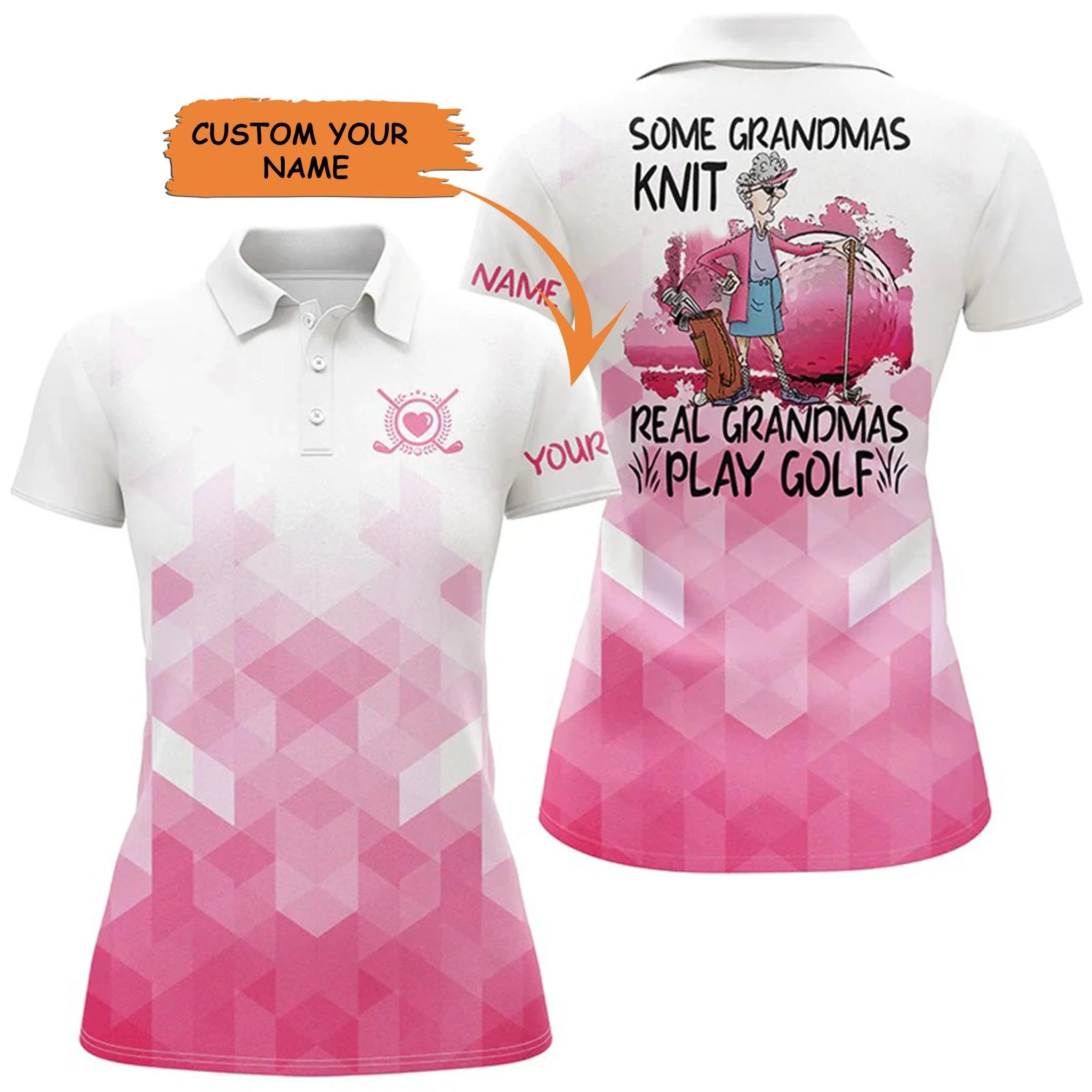 Golf Custom Name Women Polo Shirt, Some Grandmas Knit Real Grandmas Play Golf Personalized Women Polo Shirt - Gift For Ladies, Golf Lovers, Golfers