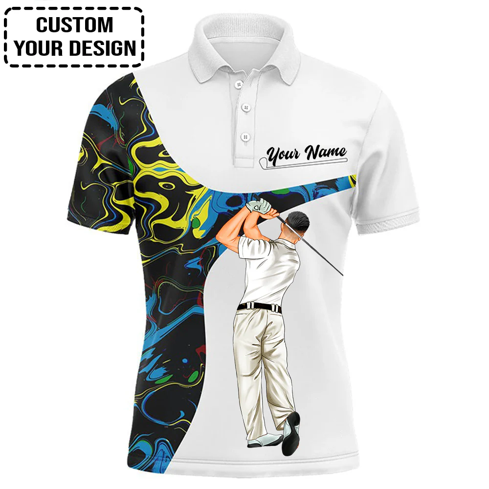 Golf Custom Polo Shirt, Camo White Golf Personalized Golf Polo Shirt - Image 5