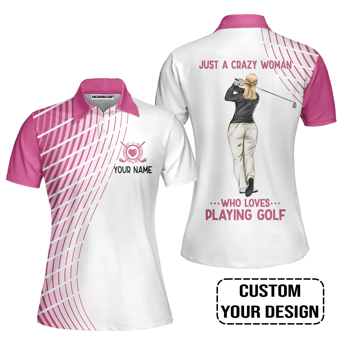 Golf Custom Women Polo Shirt, Just A Crazy Woman Who Loves Playing Golf Personalized Women Polo Shirt - Image 4