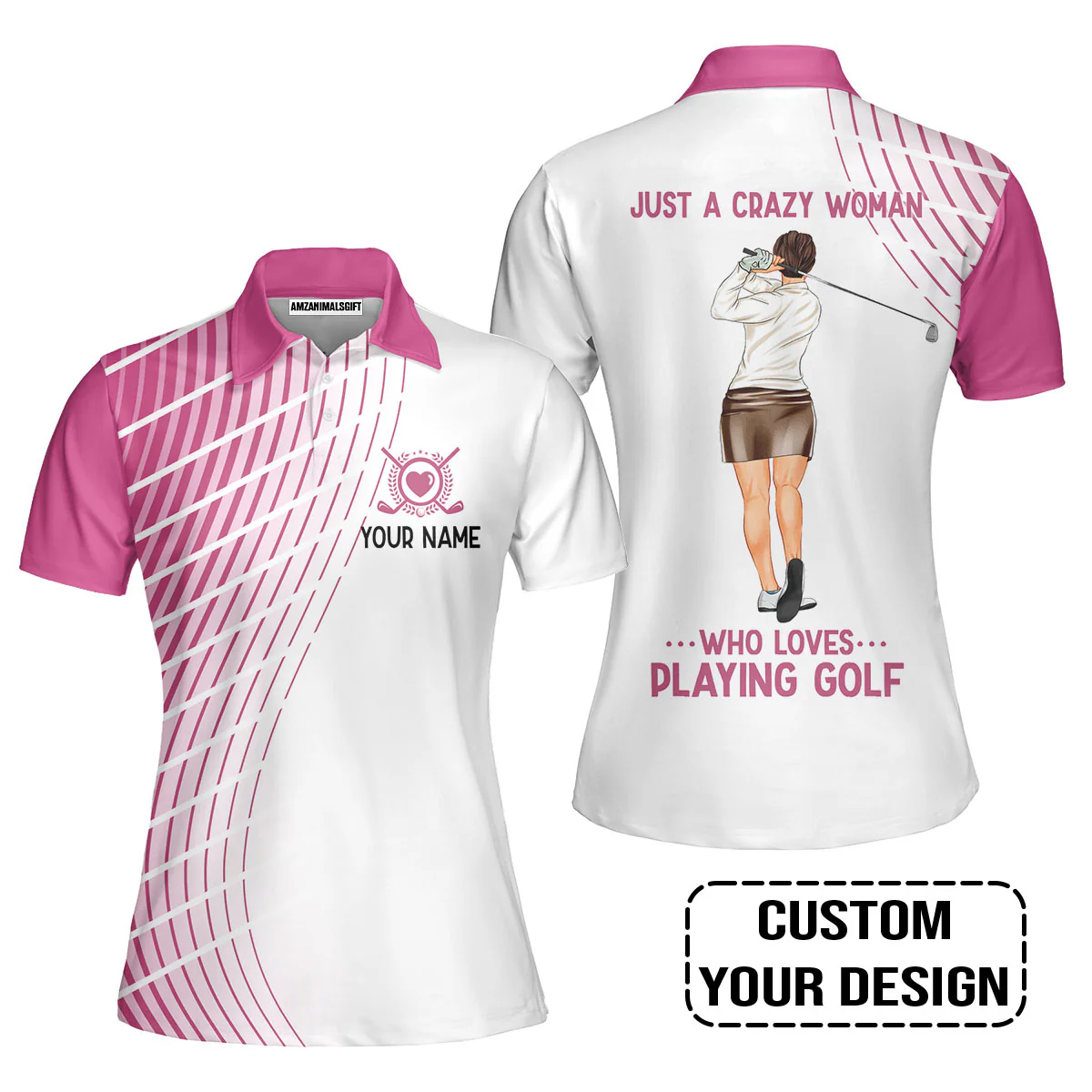 Golf Custom Women Polo Shirt, Just A Crazy Woman Who Loves Playing Golf Personalized Women Polo Shirt - Image 5