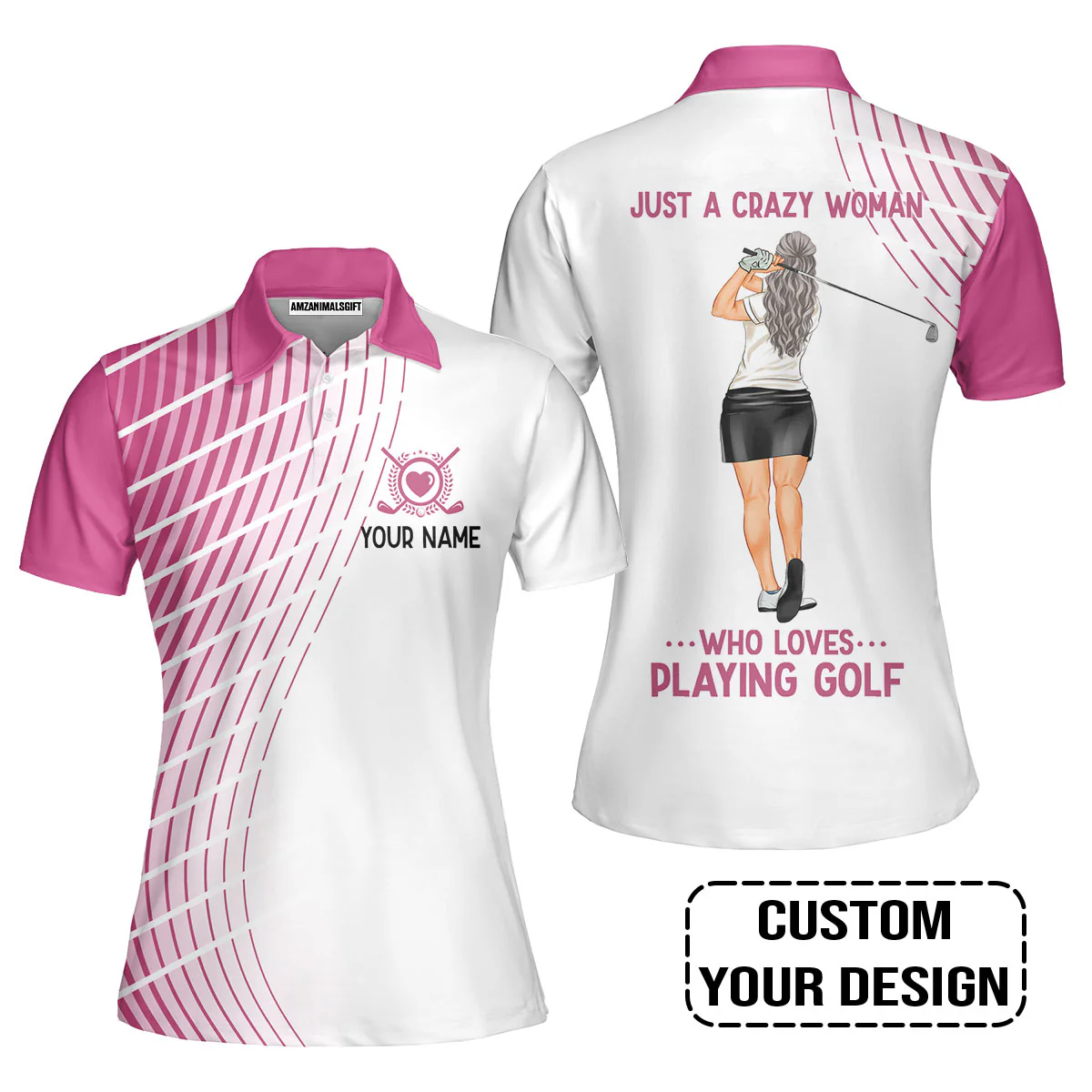 Golf Custom Women Polo Shirt, Just A Crazy Woman Who Loves Playing Golf Personalized Women Polo Shirt - Image 6