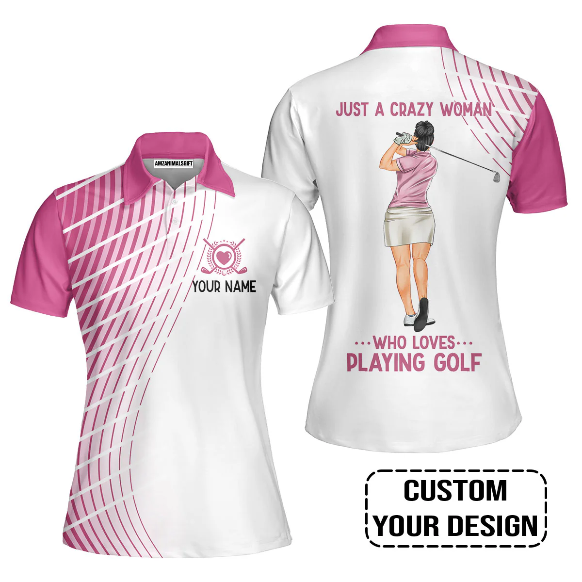 Golf Custom Women Polo Shirt, Just A Crazy Woman Who Loves Playing Golf Personalized Women Polo Shirt - Image 7