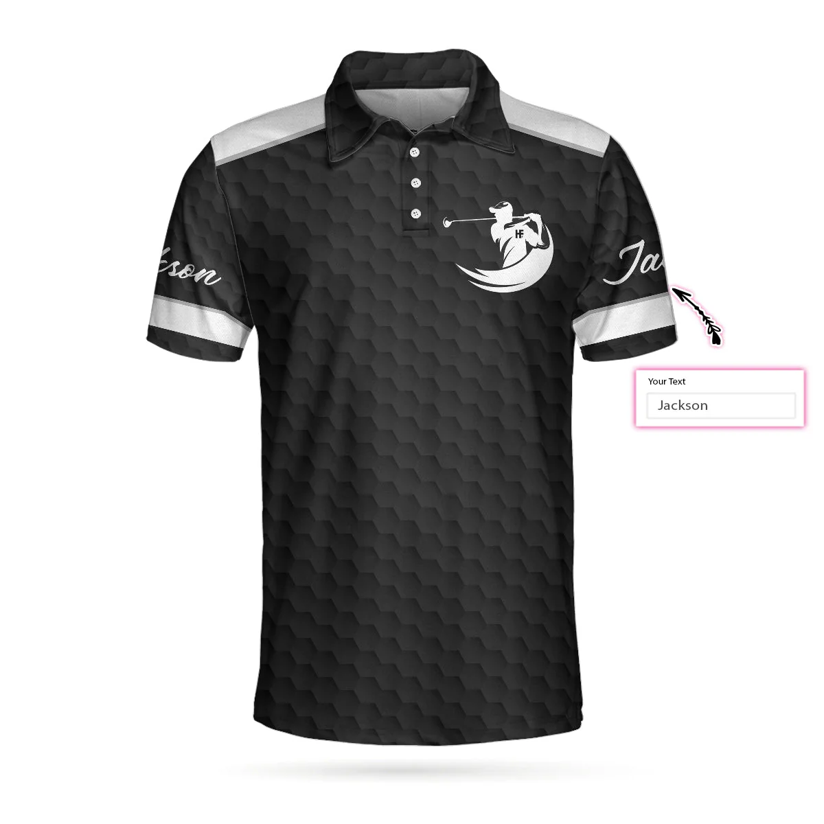 Golf Customized Name Men Polo Shirt, Best Papa By Par Black Golf Pattern, Personalized Golf Polo Shirt For Men - Gift For Golfers, Golf Lovers - Image 2