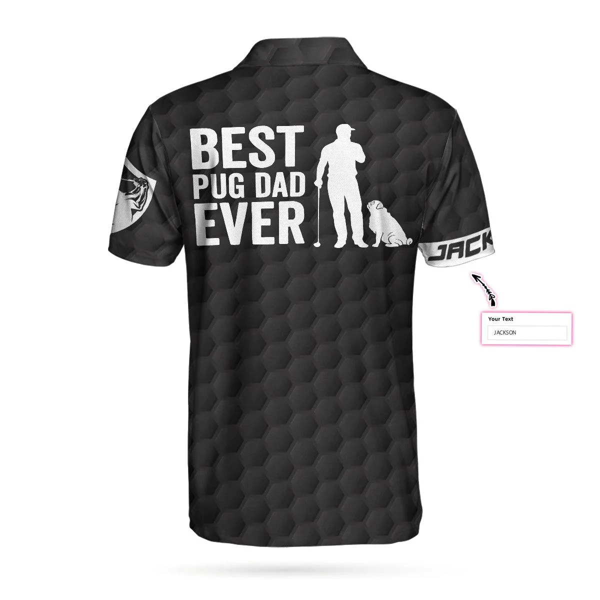 Golf Customized Name Men Polo Shirt, Best Pug Dad Ever Golfer, Personalized Black American Flag Golf Polo Shirt - Gift For Golfers, Pug Lovers - Image 2