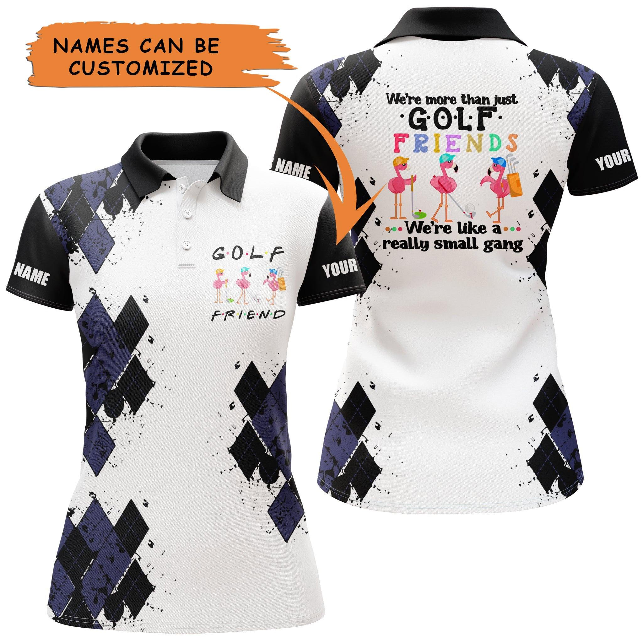 Golf Customized Name Women Polo Shirts, Golf Friends Flamingo, Personalized Golf Shirt Black - Perfect Gift For Golfers, Golf Lovers