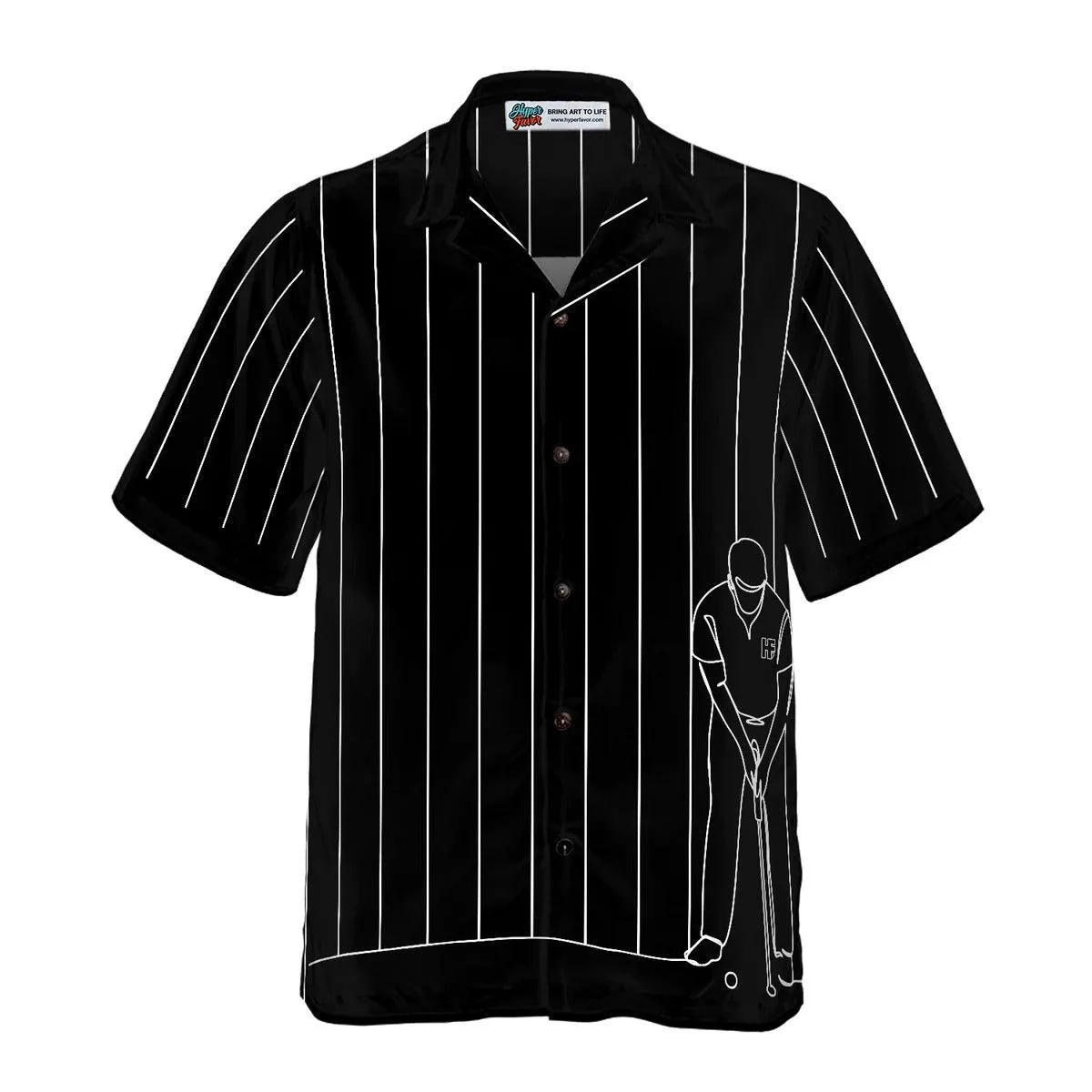 Golf Hawaiian Shirt, Back And White One Line Drawing Golfer Aloha Hawaiian Shirt - Perfect Gift For Men, Women, Golf Lover, Friend, Family - Image 2