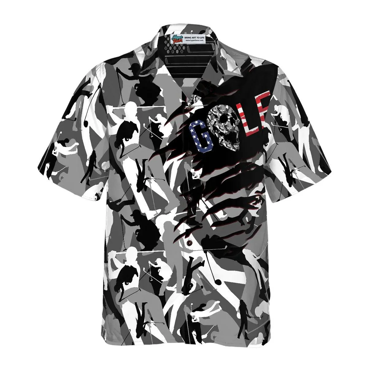 Golf Hawaiian Shirt, Camouflage Golf Hawaiian Shirt, Golf Skull US Flag Aloha Shirt - Perfect Gift For Men, Women, Golf Lover, Friend, Family - Image 2