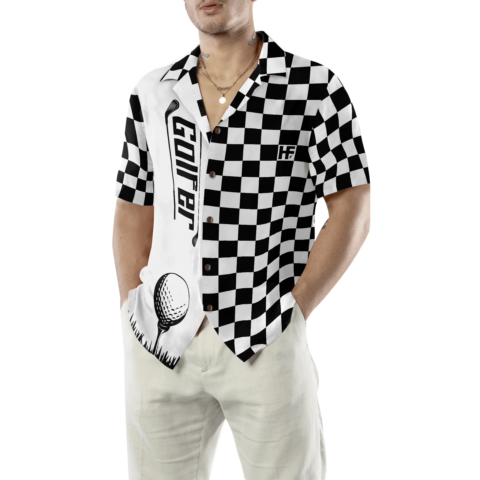 Golf Hawaiian Shirt, Checkerboard Style Golfer, Colorful Summer Aloha Hawaiian Shirt For Men Women, Gift For Friend, Golf Lover - Image 5